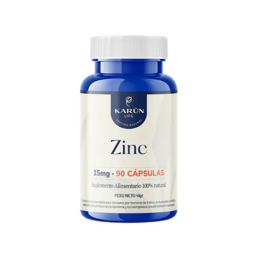 ZINC 15 MG – DEFENSAS, METABOLISMO Y FUNCIÓN HORMONAL | 90 CÁPSULAS - KARÜN LIFE