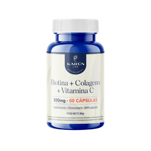 BIOTINA + COLÁGENO + VITAMINA C - PIEL, CABELLO Y UÑAS | 60 CÁPSULAS - KARÜN LIFE